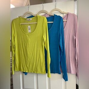 ** Bundle of Three LOFT Long-Sleeve Tops - Size L - New With Tags**